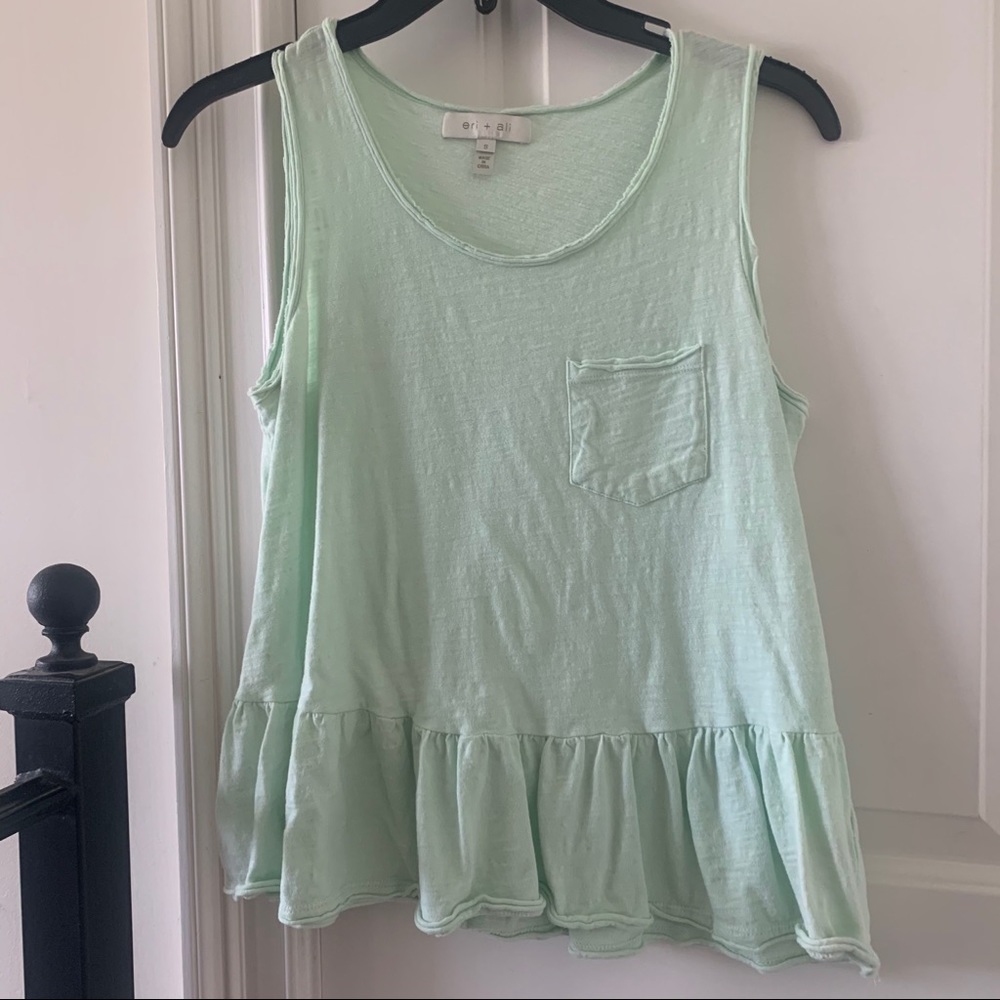 Eri & Ali tank seafoam ruffle hem size small